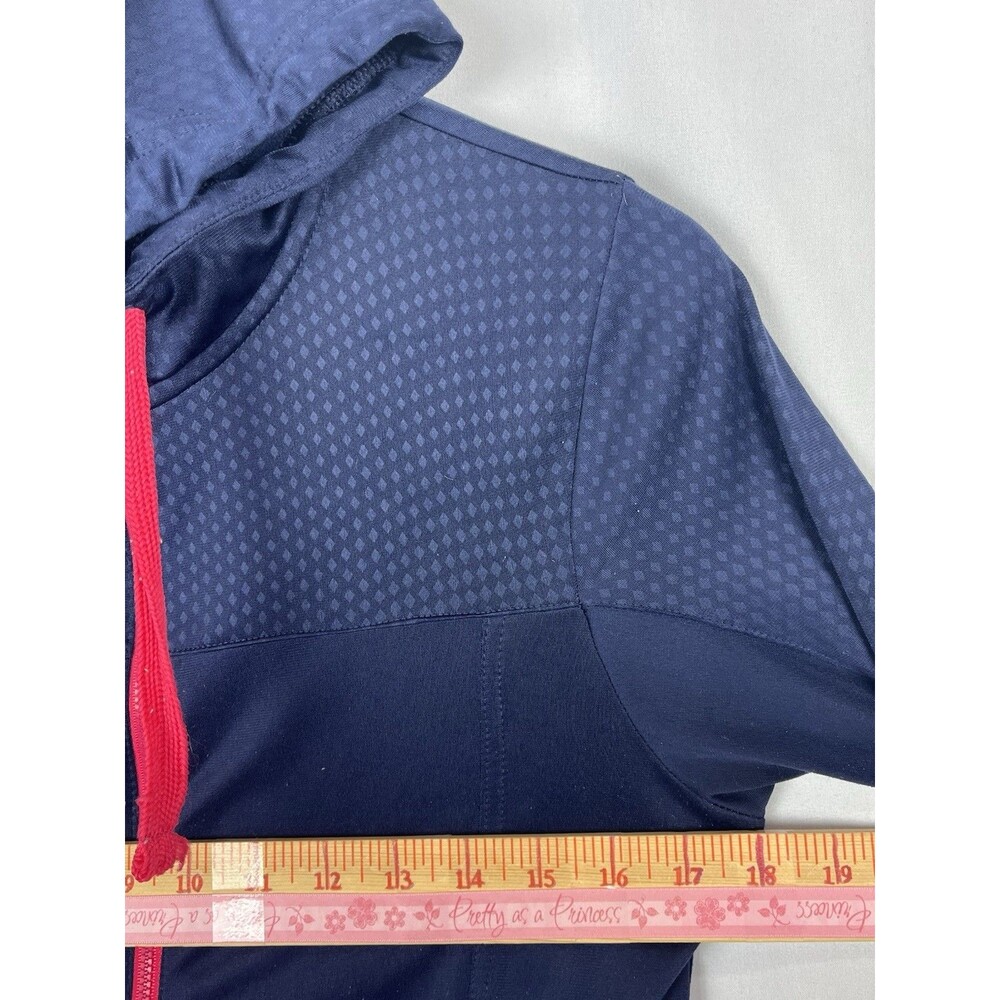 Navy Pink Zip Hoodie Athletic Lightweight Jacket Women M - Picture 6 of 10